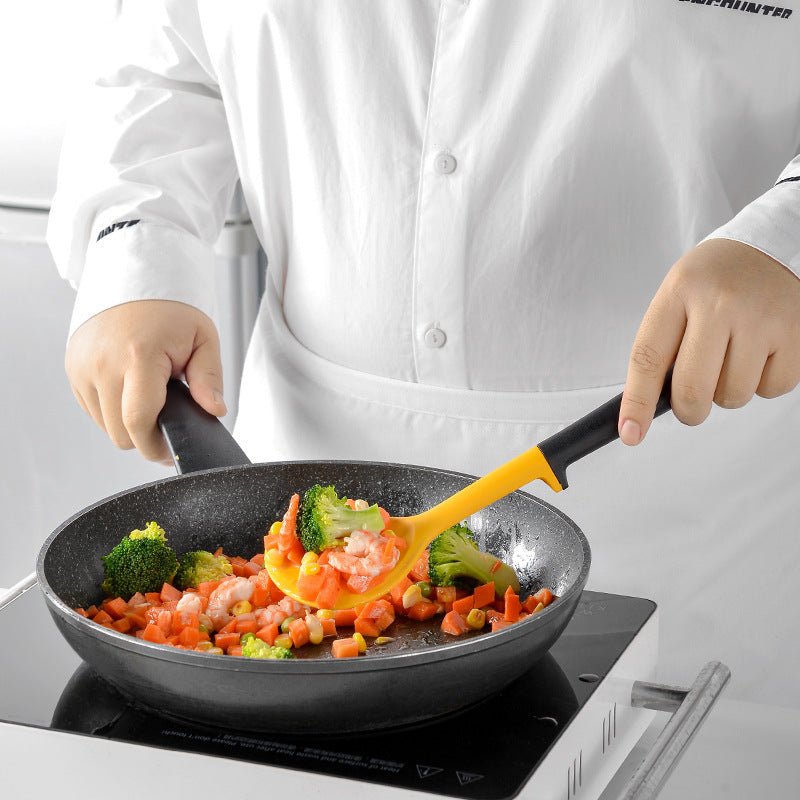 Set di utensili da cucina in silicone con seduta contenitore, padella antiaderente