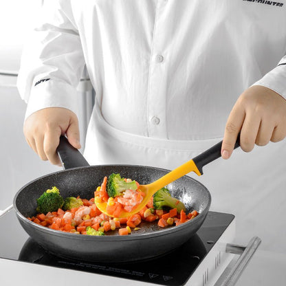 Set di utensili da cucina in silicone con seduta contenitore, padella antiaderente
