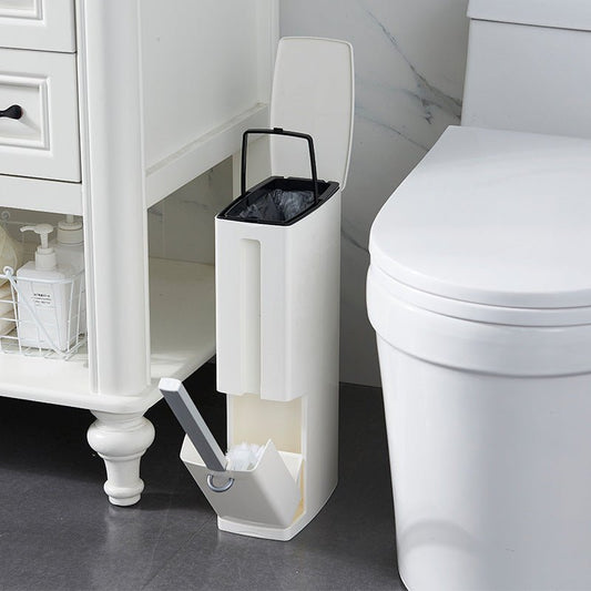 Set creativo scopino e bidone spazzatura per bagno moderno