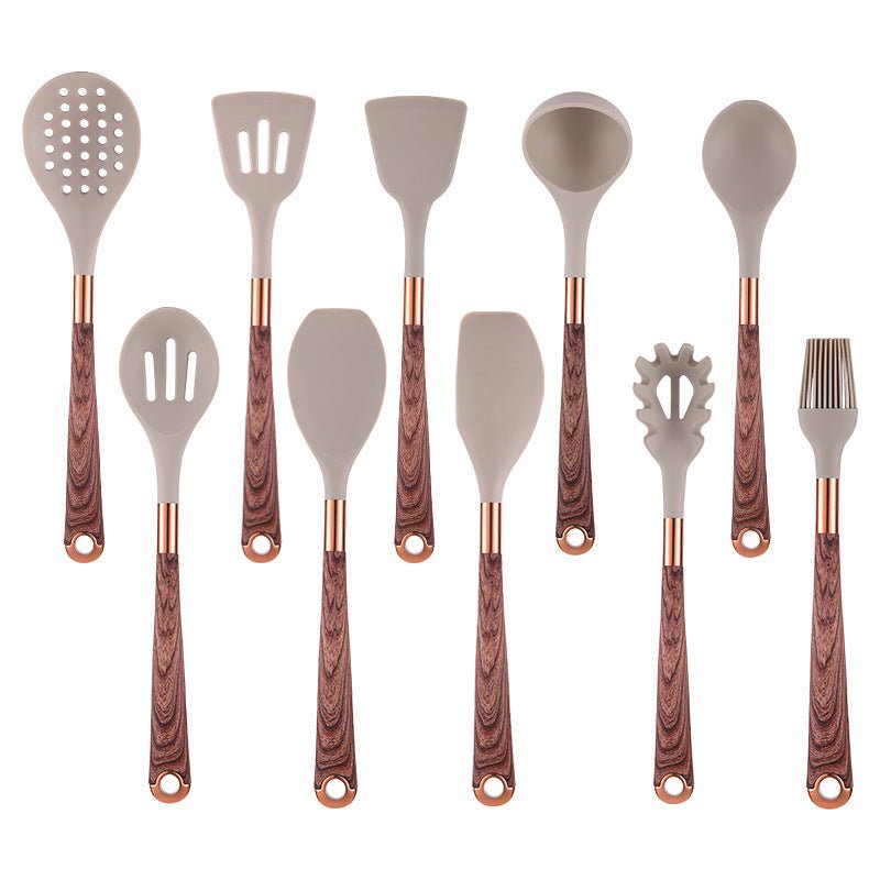 Set di utensili da cucina in silicone con seduta contenitore, padella antiaderente