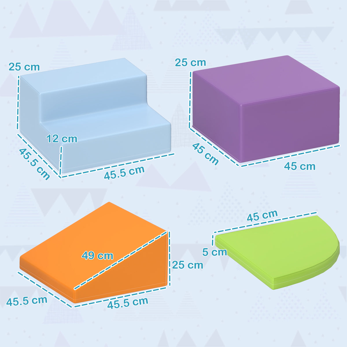 Set di 4 Costruzioni Morbide per Bambini 1-3 Anni in Schiuma e Pelle PU, Giocattoli per Arrampicata, Multicolore