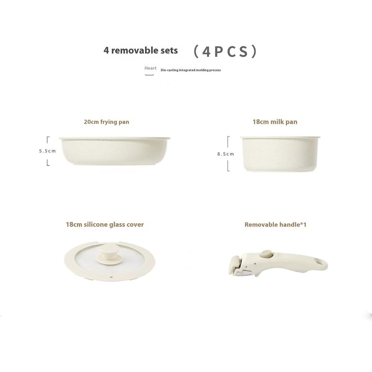  Pentole sistema modulare - Manico staccabile cucina