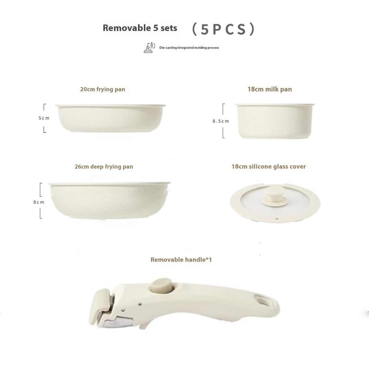 Set pentole versatili - Manico rimovibile cucina smart