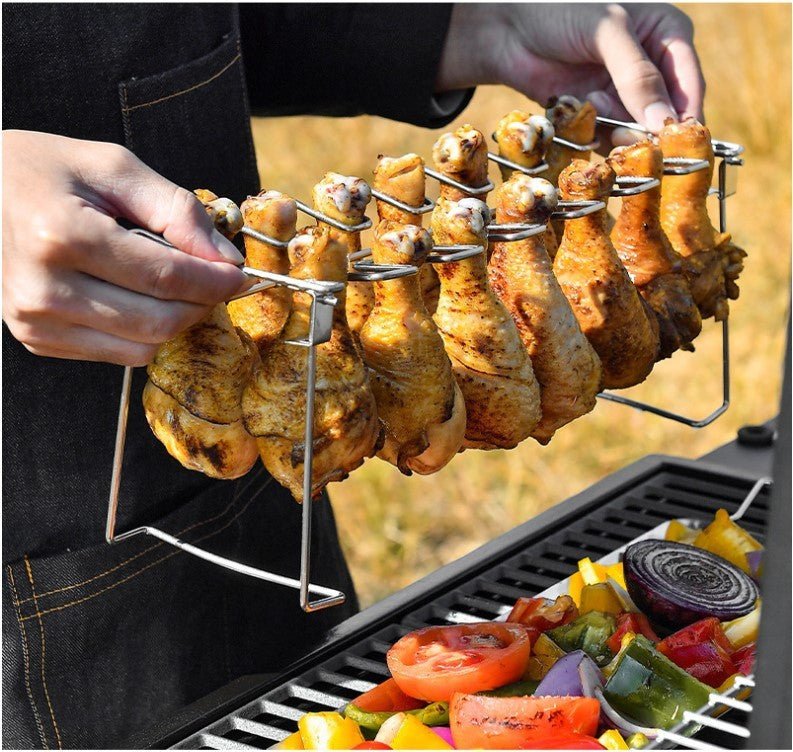 Griglia portatile BBQ con clip maglia acciaio inox - 14 slot