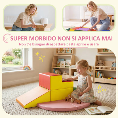 Set Costruzioni Morbide per Bambini 1-3 Anni da 6 Pezzi in PU ed EPE Multicolore