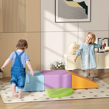 Set di 4 Costruzioni Morbide per Bambini 1-3 Anni in Schiuma e Pelle PU, Giocattoli per Arrampicata, Multicolore