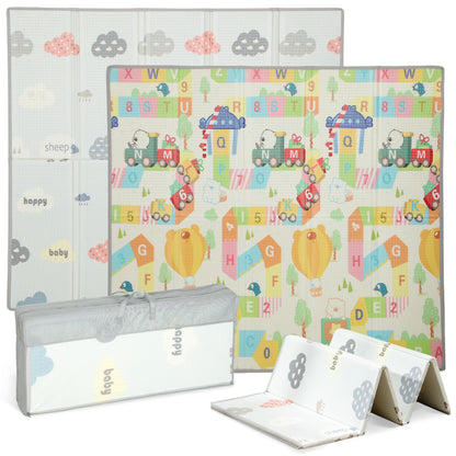 Tappeto per Bambini con Lettere dell'Alfabeto e Superficie Impermeabile in XPE Multicolore, 200x180x1.5 cm