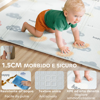 Tappeto per Bambini con Lettere dell'Alfabeto e Superficie Impermeabile in XPE Multicolore, 200x180x1.5 cm