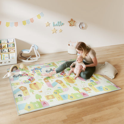 Tappeto per Bambini con Lettere dell'Alfabeto e Superficie Impermeabile in XPE Multicolore, 200x180x1.5 cm