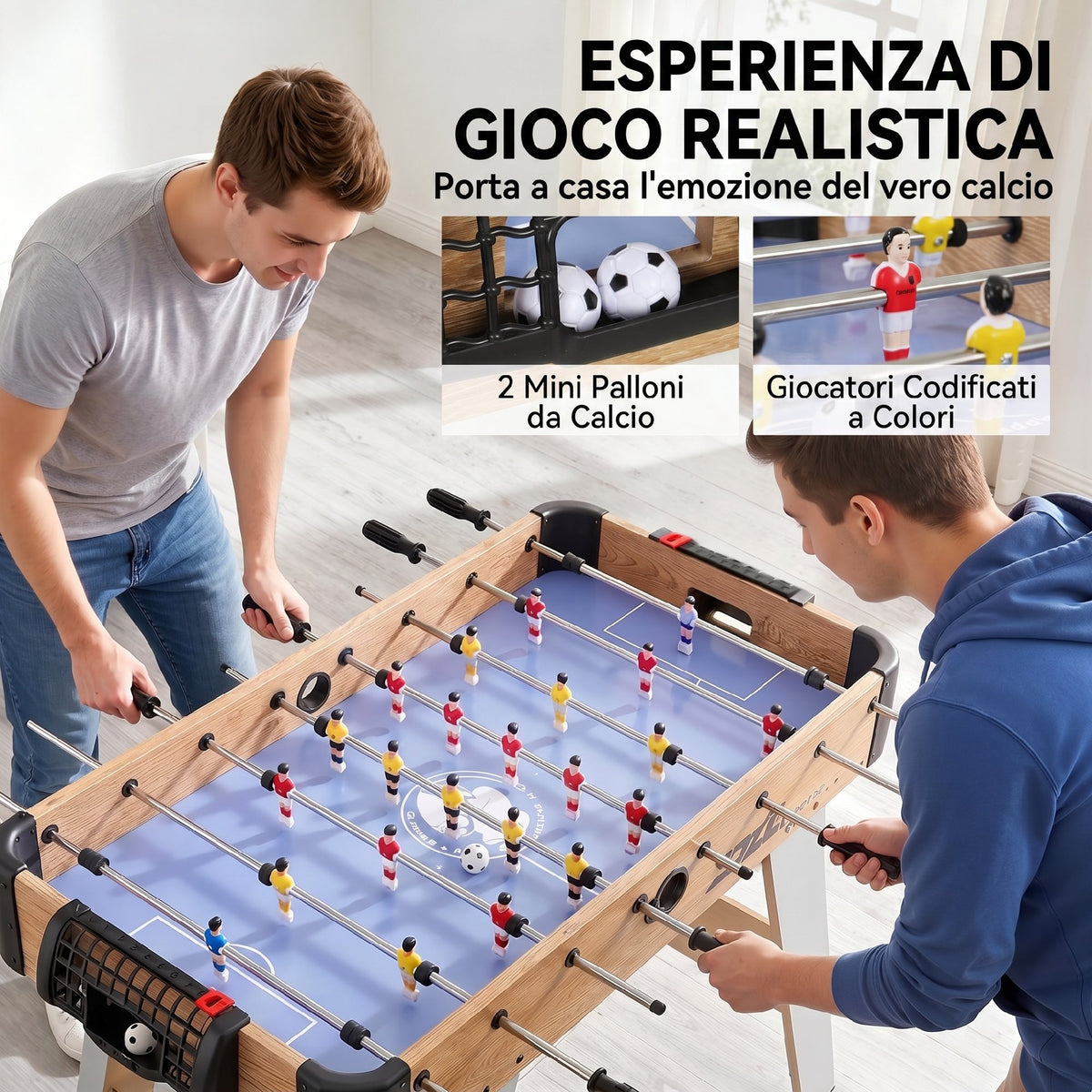 Calcio Balilla: Mini Tavolo da 89 cm, 2 Segnapunti Manuali, Viola