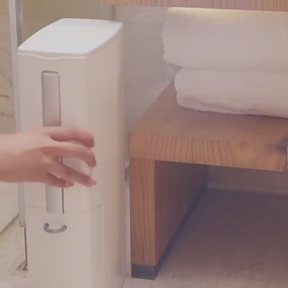Dimostrazione del set creativo scopino e bidone spazzatura per bagno