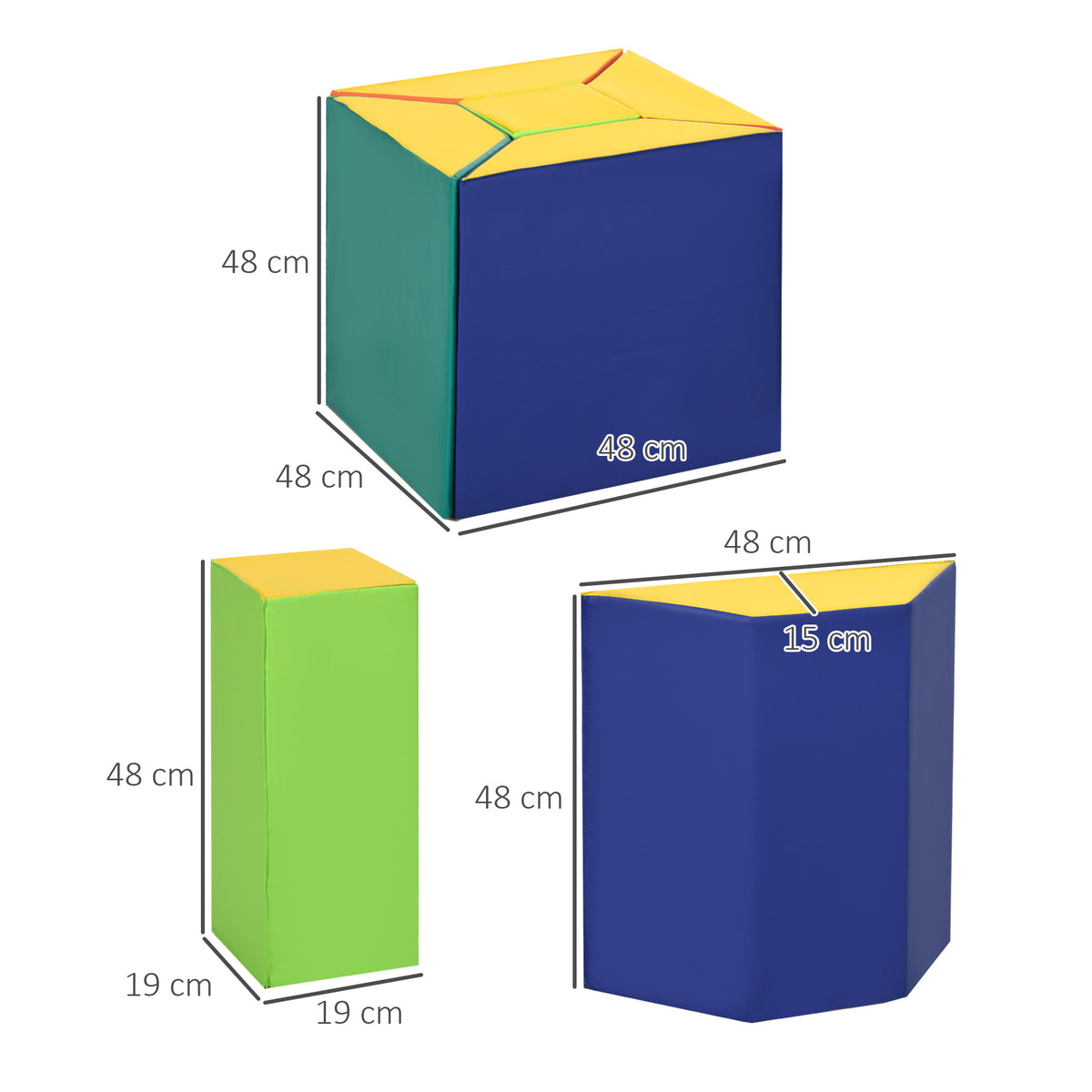 Set Costruzioni Morbide per Bambini con 5 Blocchi a Rettangolo e Trapezio, in PU e EPE, 48.3x19.1x48.3 cm, Multicolore