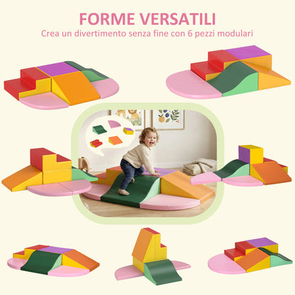 Set Costruzioni Morbide per Bambini 1-3 Anni da 6 Pezzi in PU ed EPE Multicolore