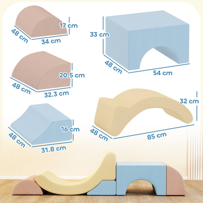 Set 5 Costruzioni Morbide per Bambini 1.5-8 Anni, in Tessuto Effetto Velluto e Spugna, Multicolore